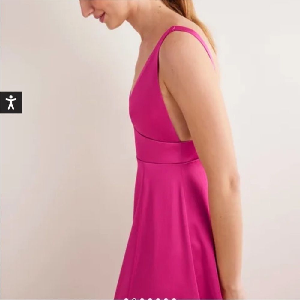 BODEN | NEW Pink Fit & Flare Wild Watermelon Pink Midi Dress Women’s Size 6R - Picture 4 of 14